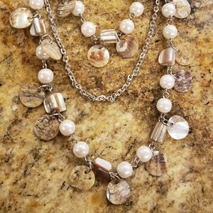 Pearl & oyster shell necklace set